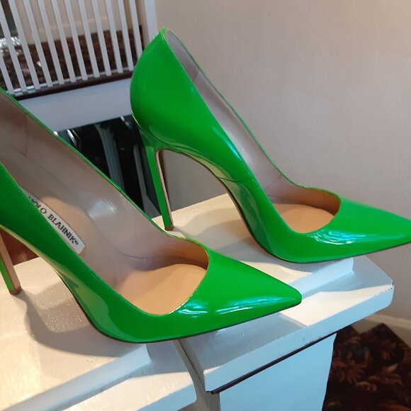Manolo Blahnik 105 Green Pumps - Picture 4 of 14